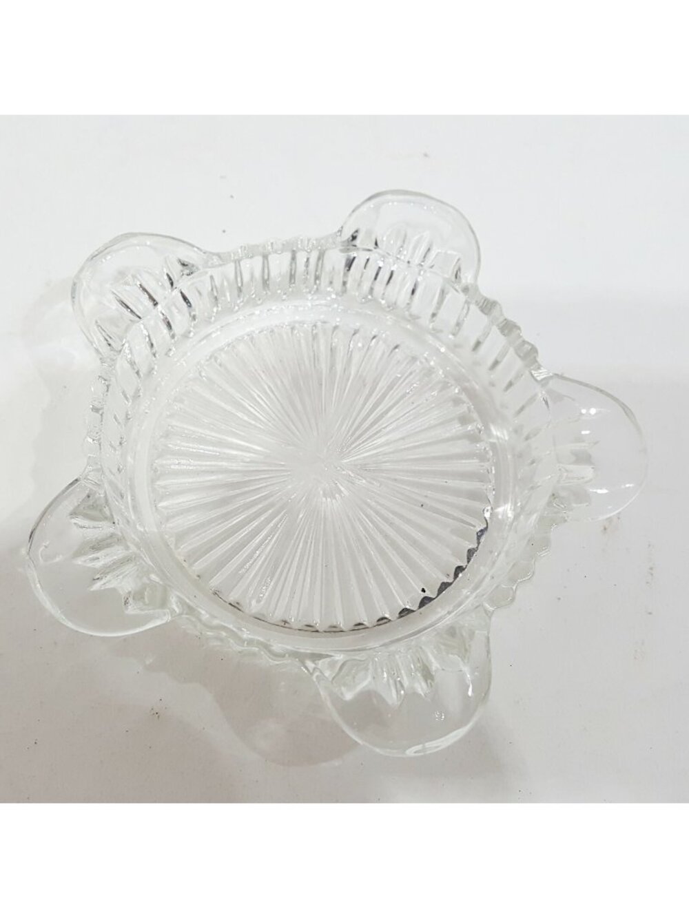 Vintage Cut Crystal Ashtray 5 Point Star Cross Clear Glass Cigar Cigarette 4.25"